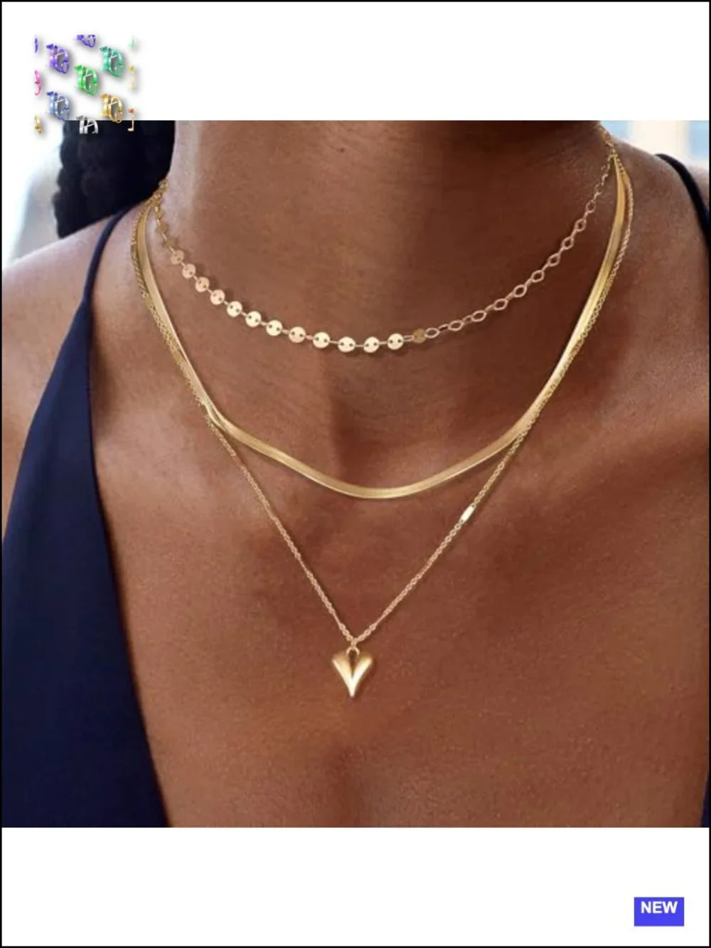 14k Gold-Plated Layered Necklace Set Dainty Choker Pendant Stack